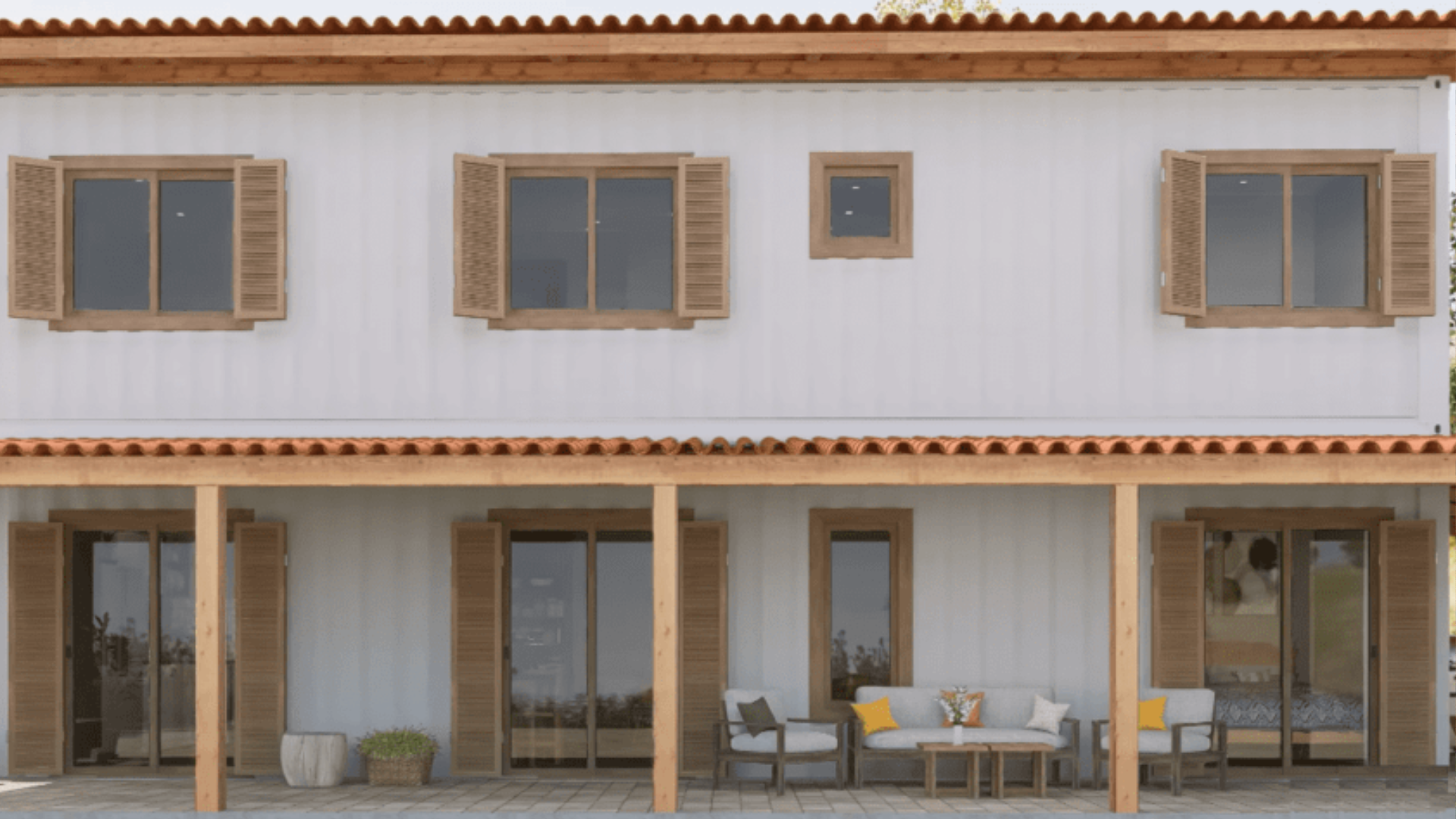 two storey container house exterior