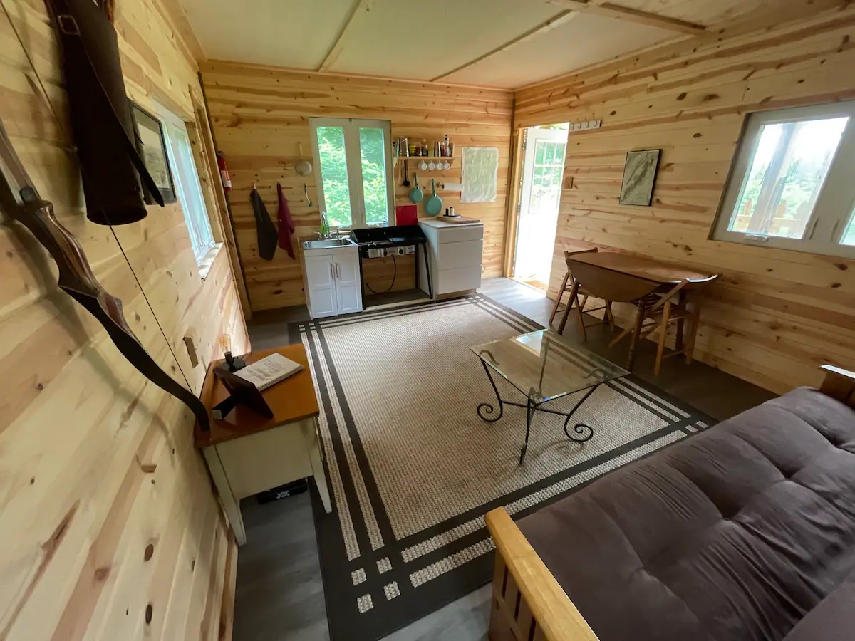 Small interior in wooden cabin