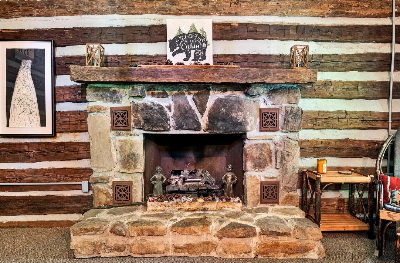 fireplace of an old cabin