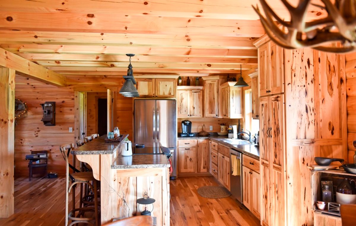 kitchen with brown wooden cabinets