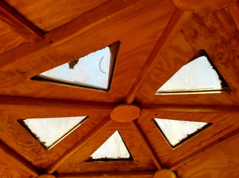 triangular windows on the ceiling
