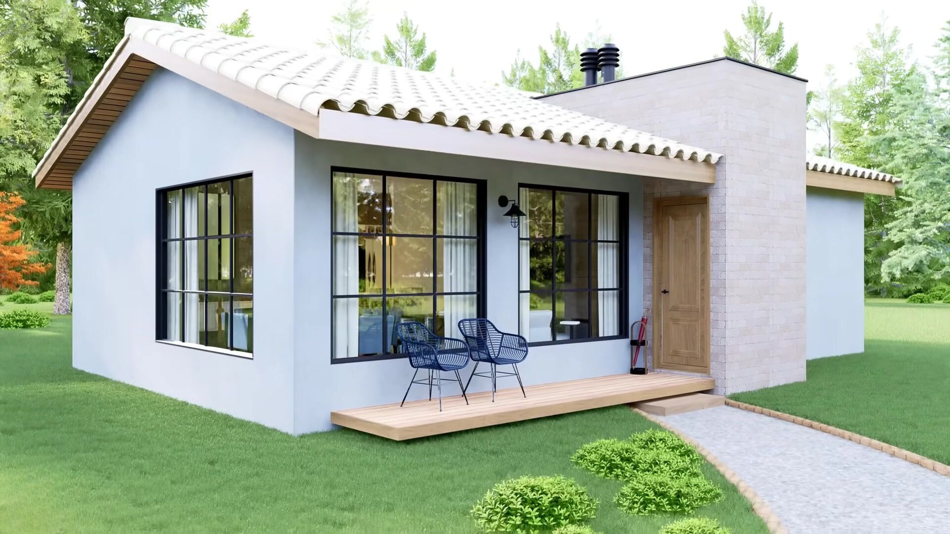 exterior of tiny home with large windows