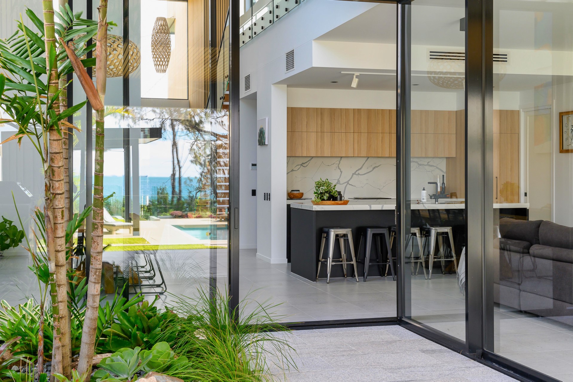 view of kitchen from the outside patio