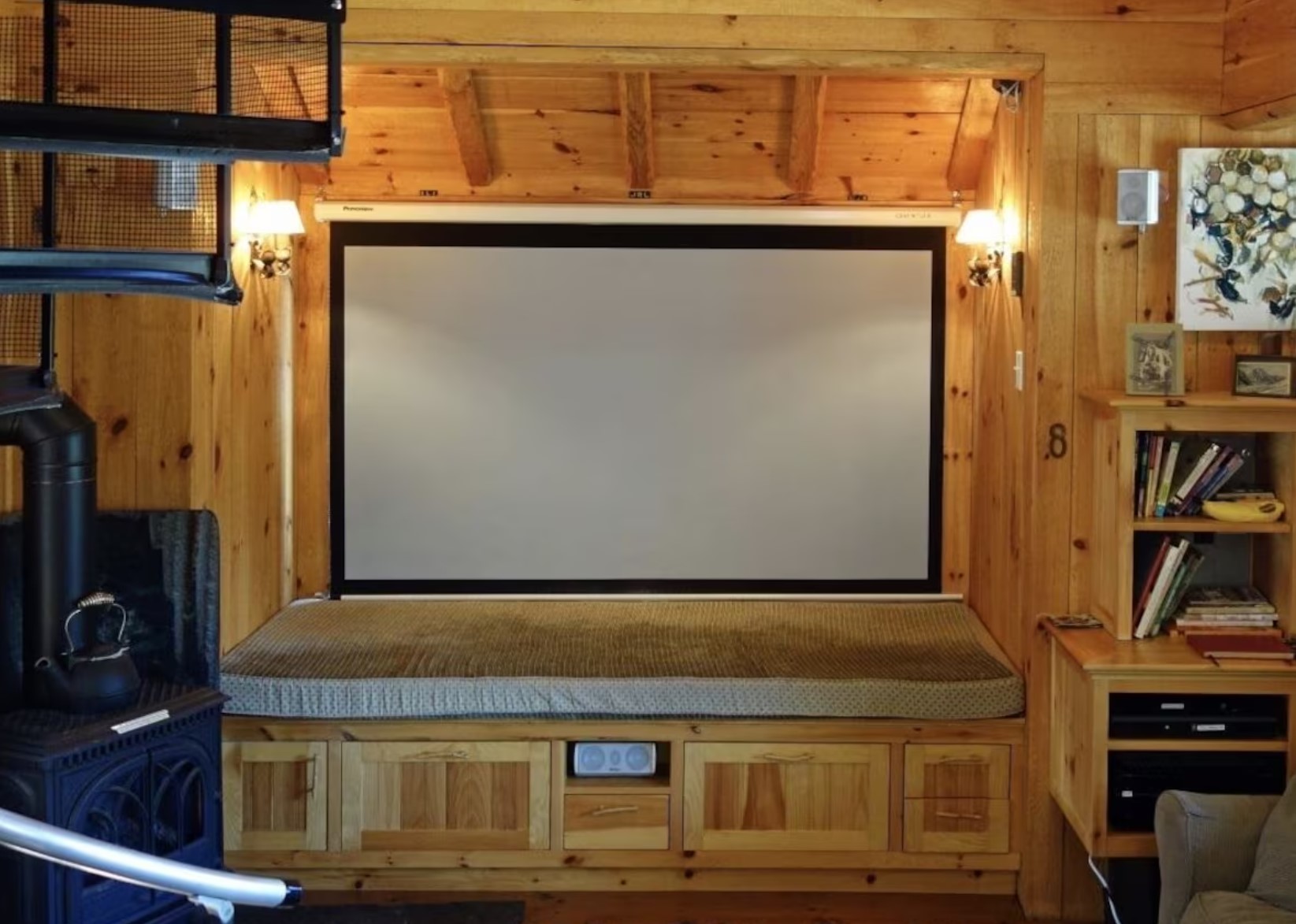 Movie theatre in a wooden cabin