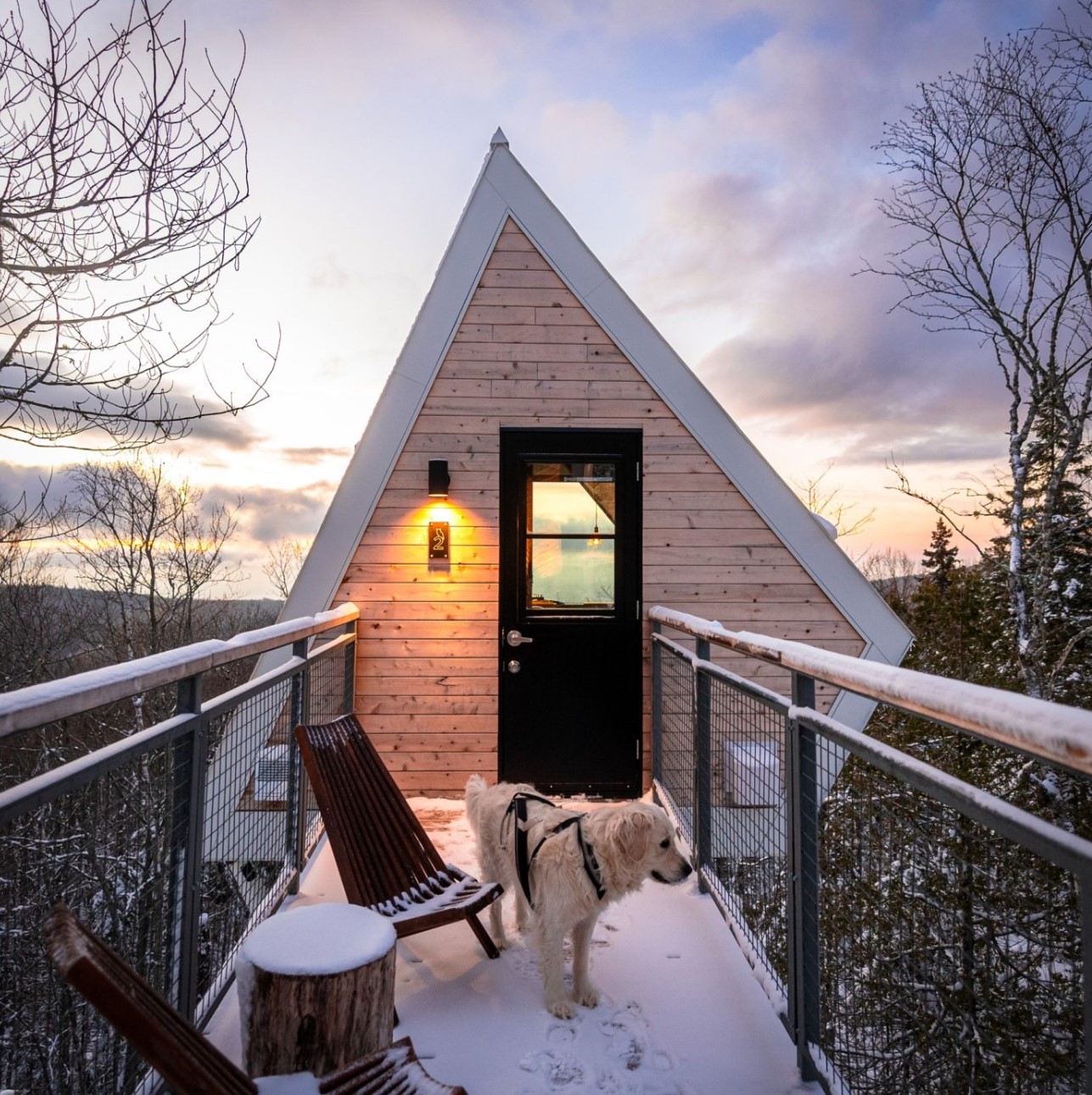 Observation deck leading to a cabin