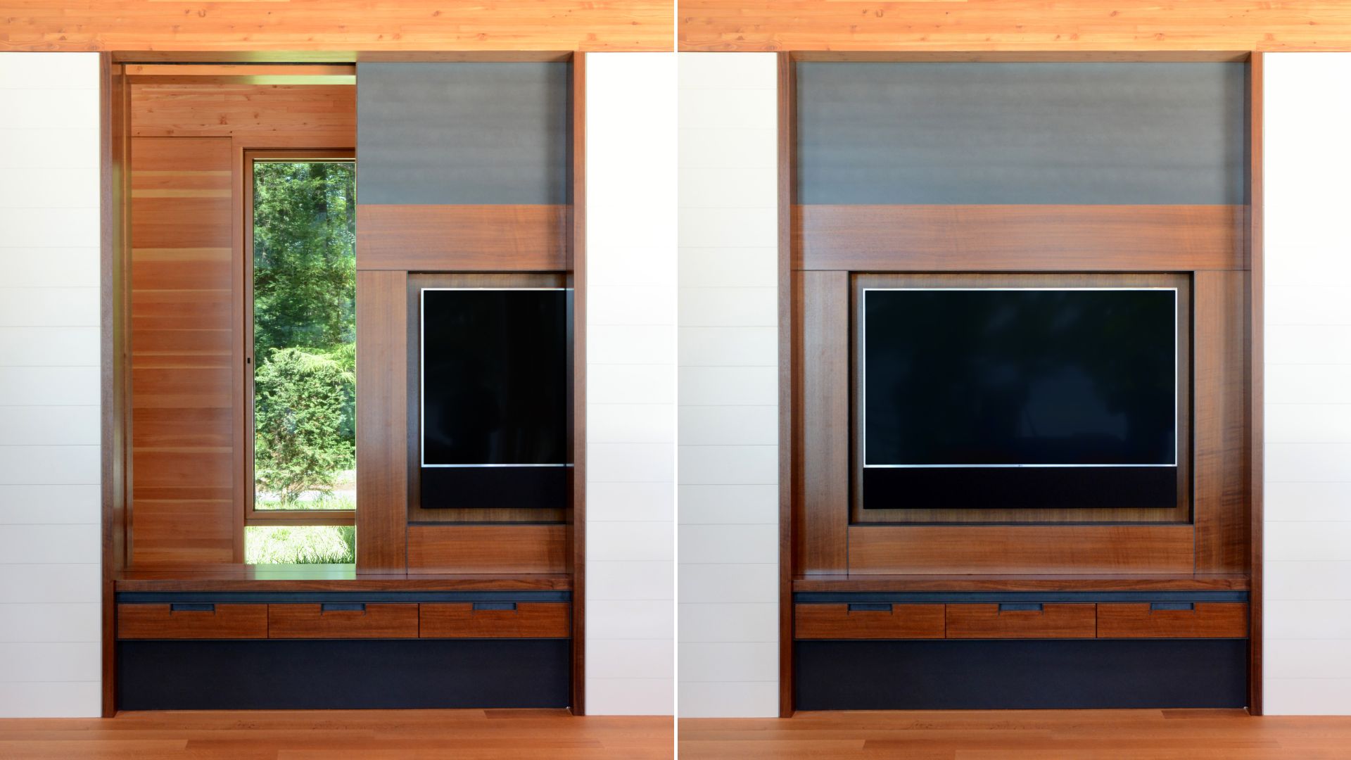 a TV cabinet that slides to disappear