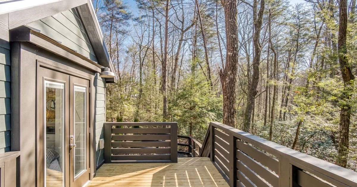 beautiful deck looking into the woods