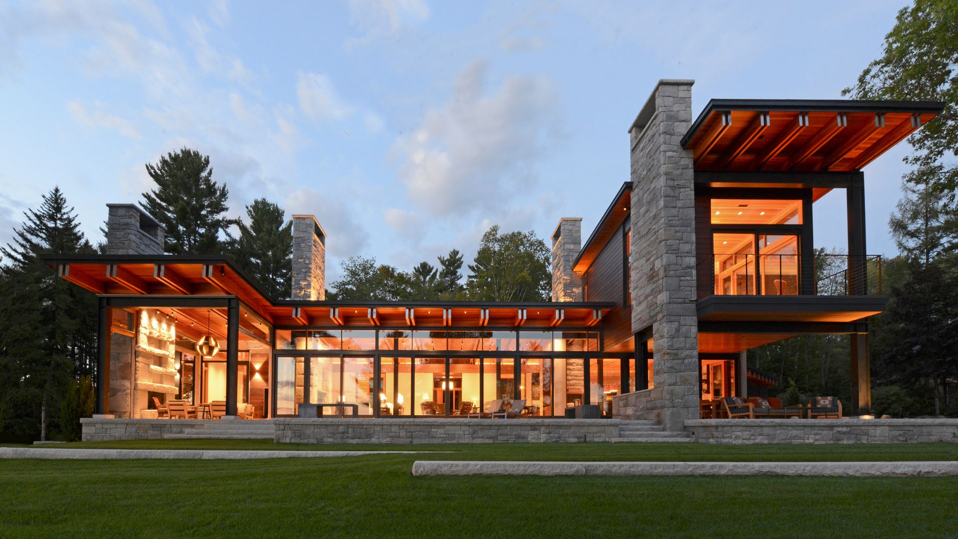 back of the house designed in glass walls