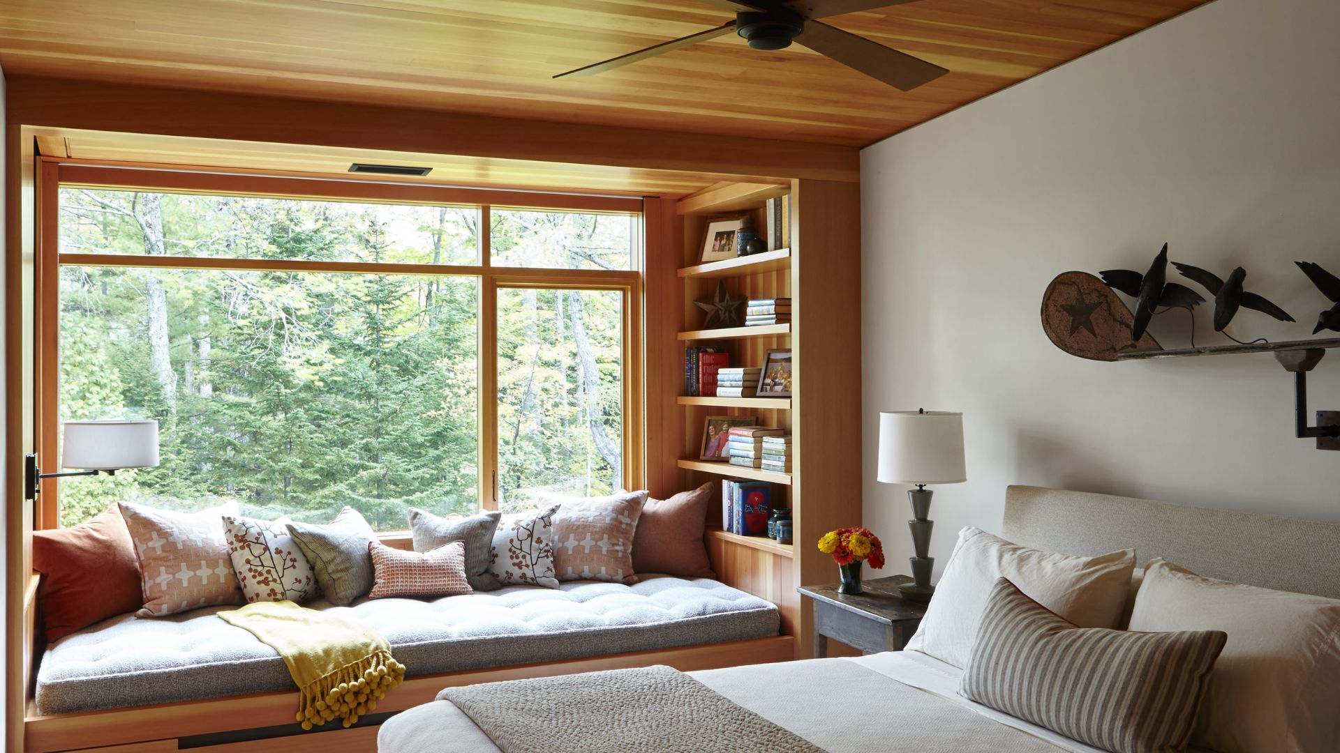 cozy readingg nook next to a bedroom window