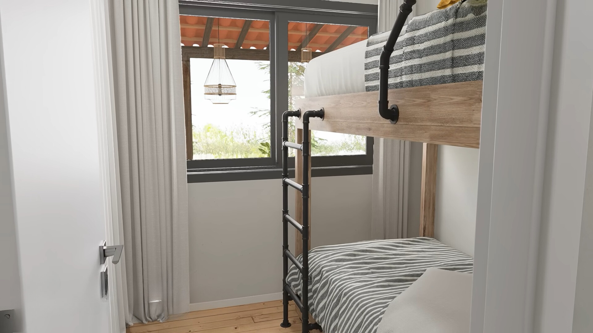 bedroom with bunk beds and a window