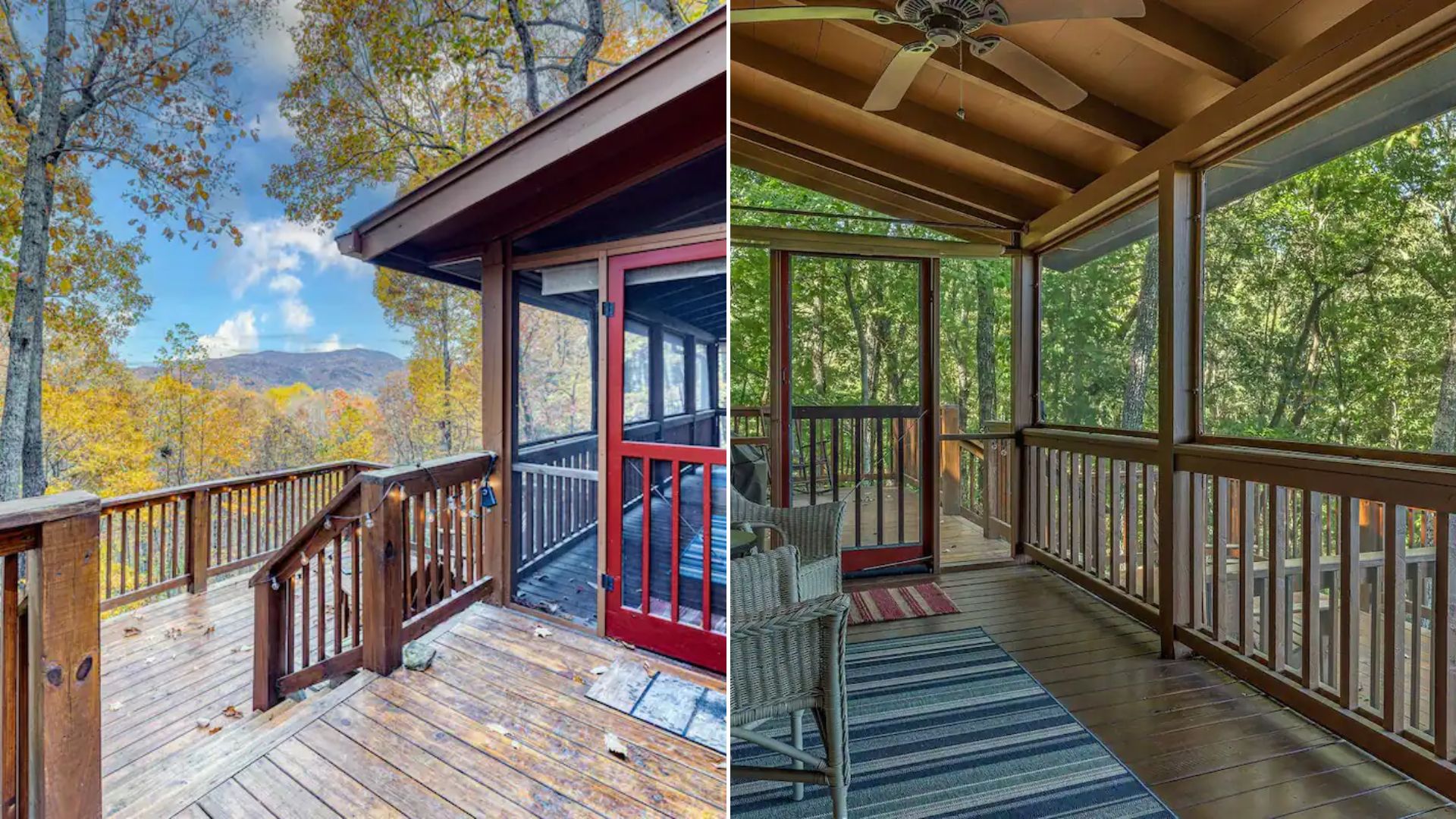 cabin decks with sitting area and a stunning view