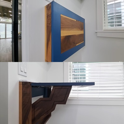 foldable desk in a bedroom