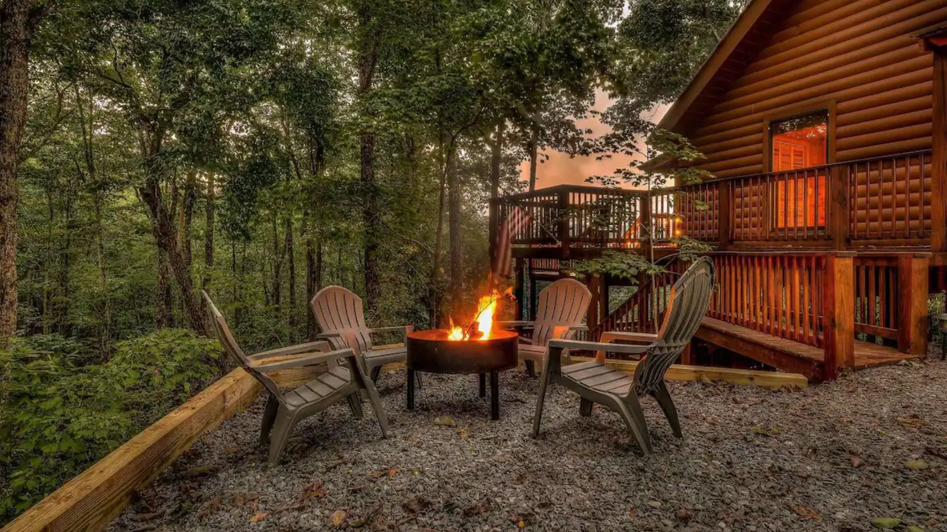 front yard fire pit with sitting area