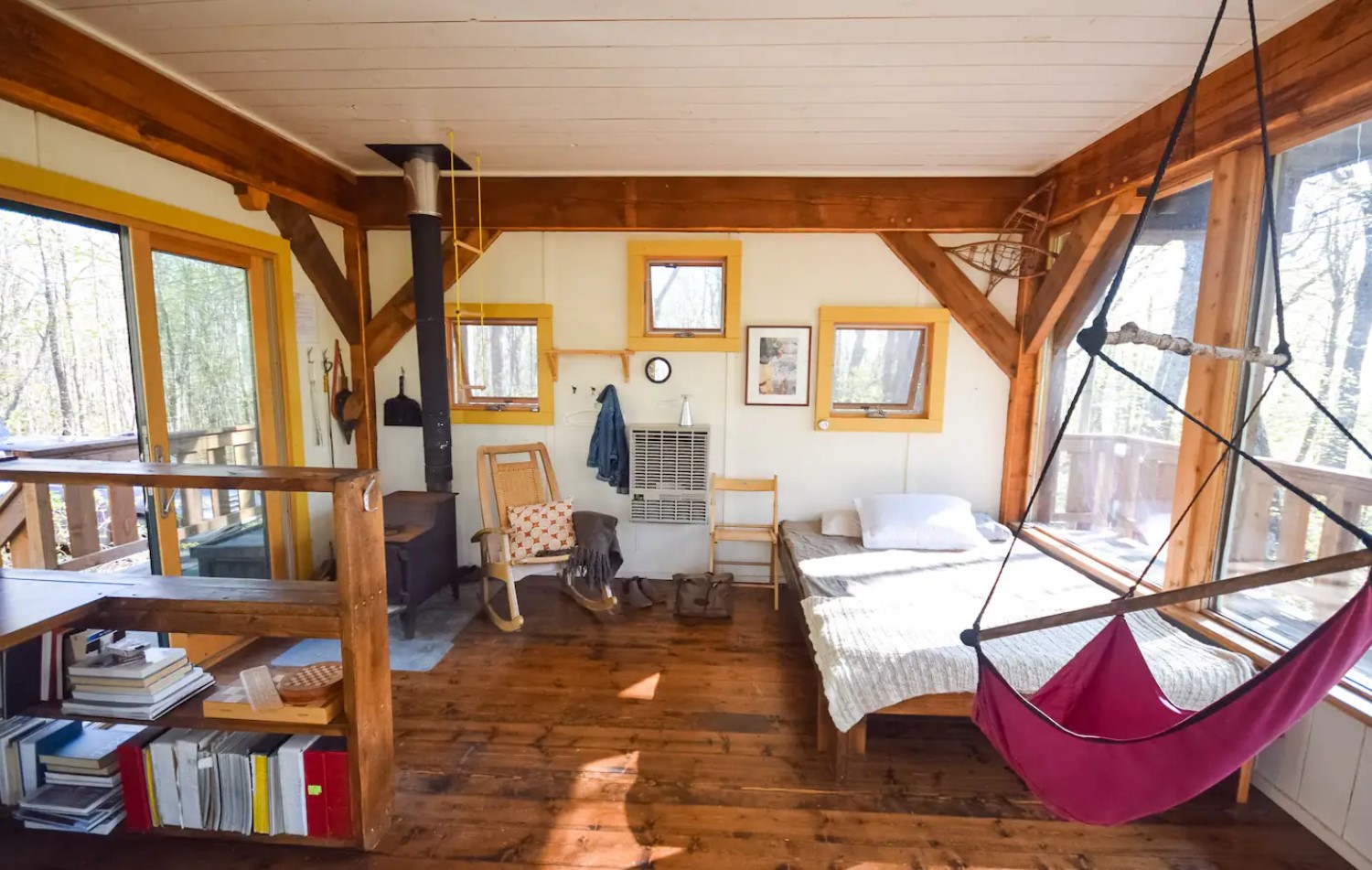 interior of studio-style cabin