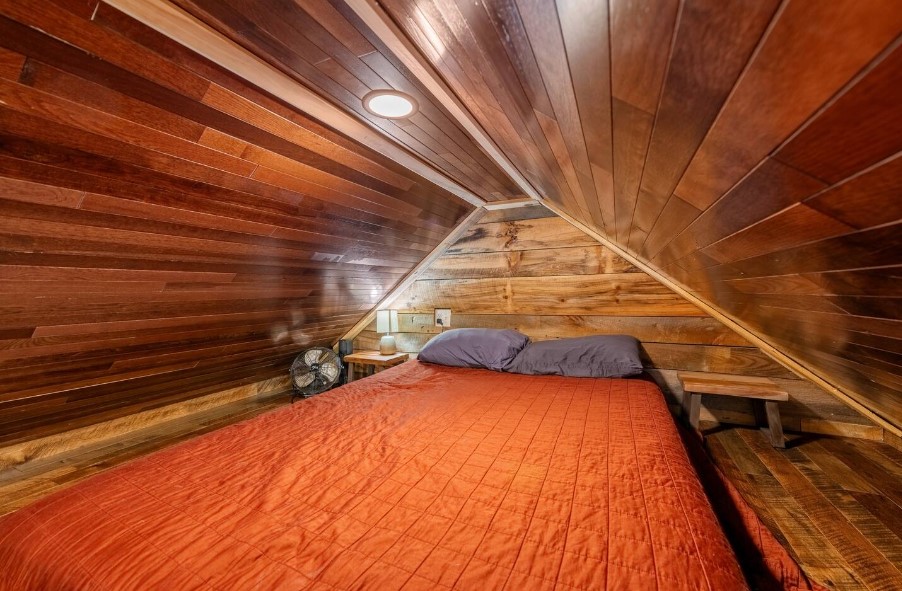 wooden loft bedroom