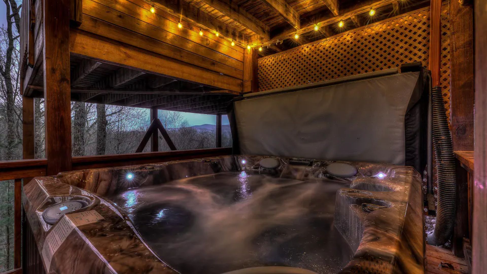 luxurious hot tub under the deck