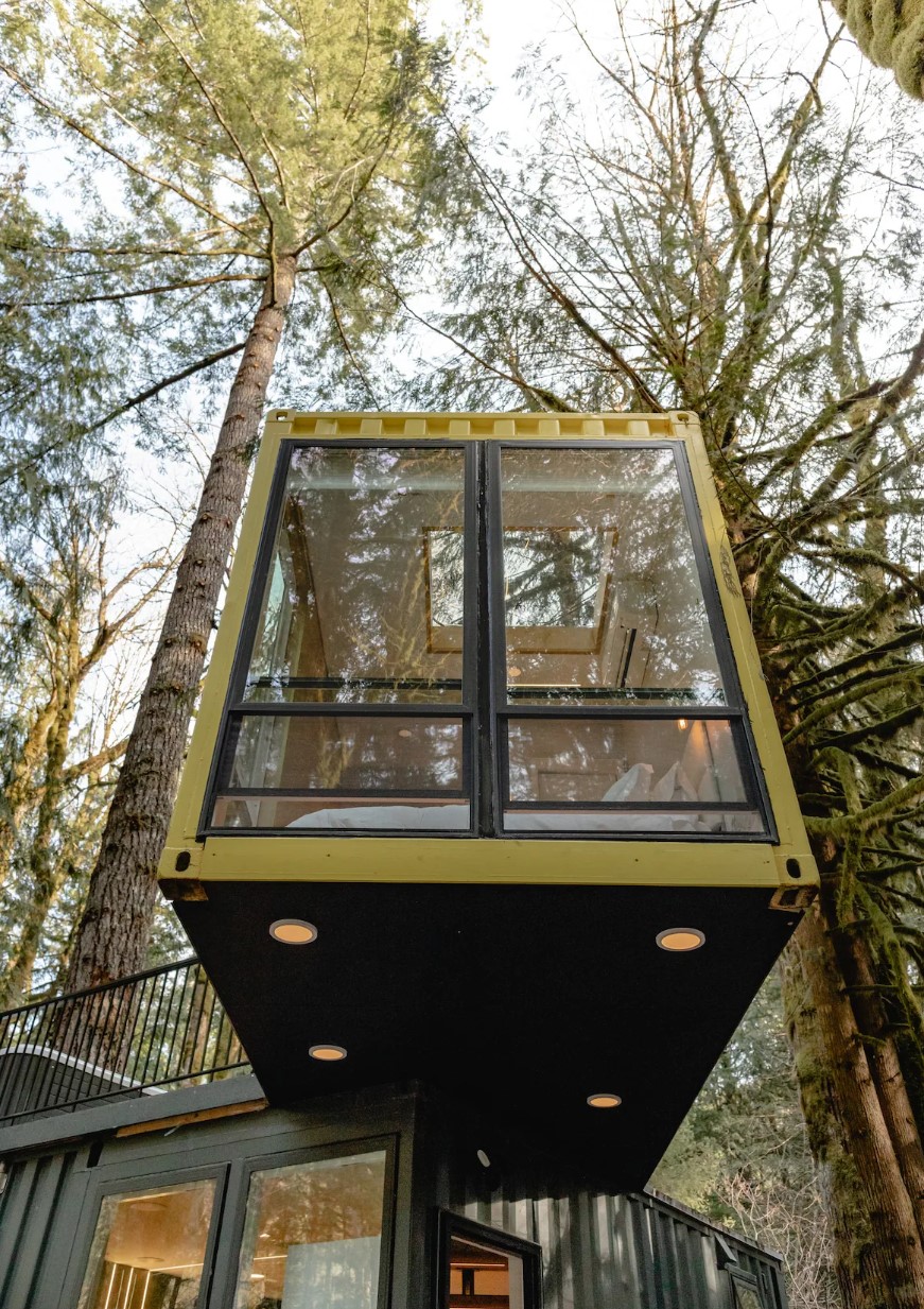 Two floor container home with a view form the ground