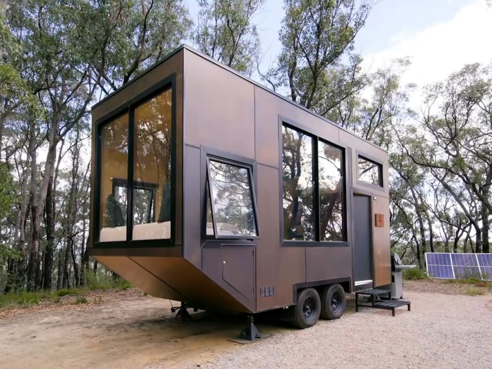 Brown off-grid tiny home