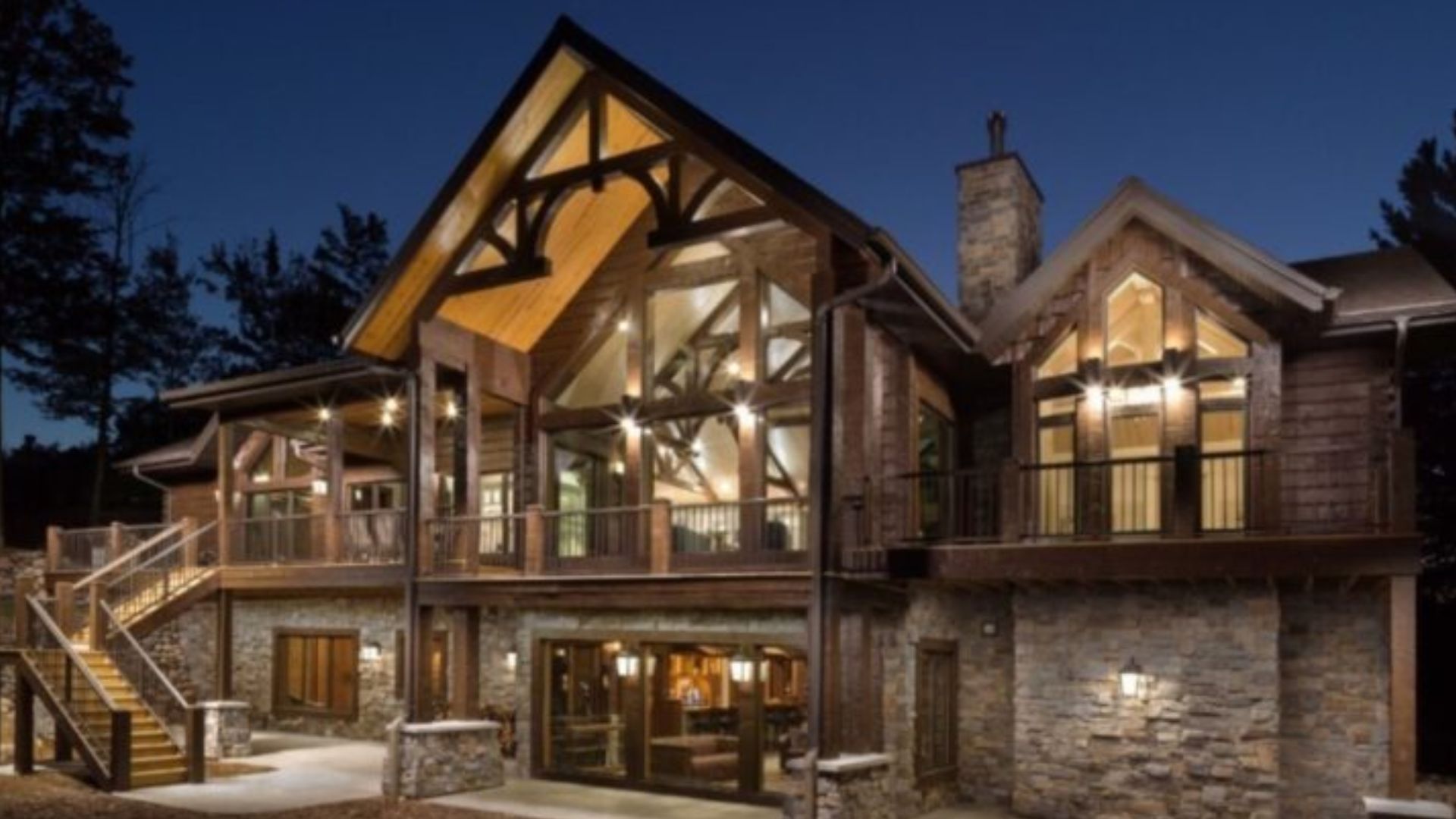 Huge wooden mansion with big windows