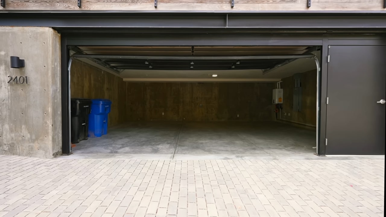 Spacious concrete garage