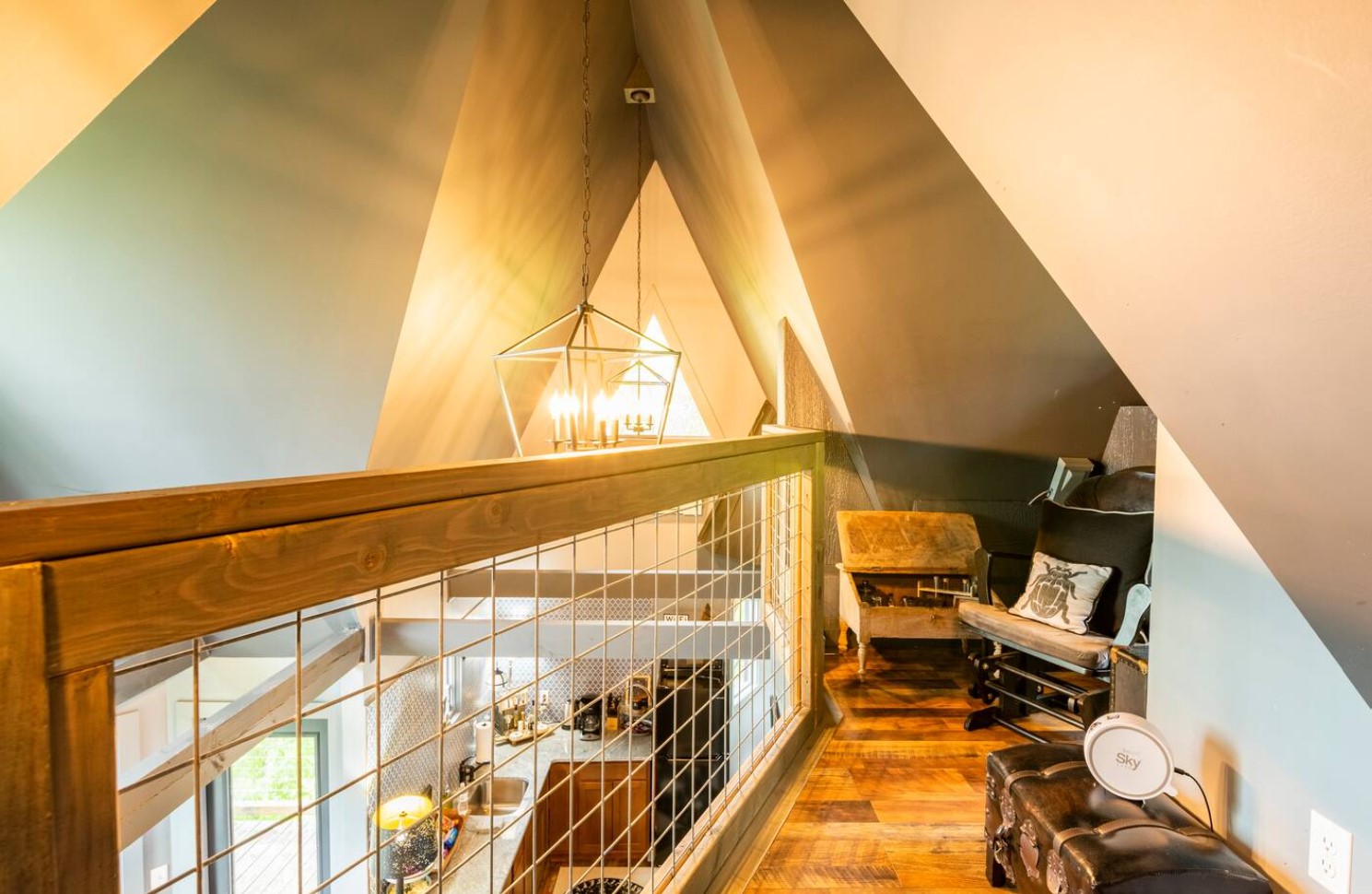 Cozy reading nook on the second floor with decorations