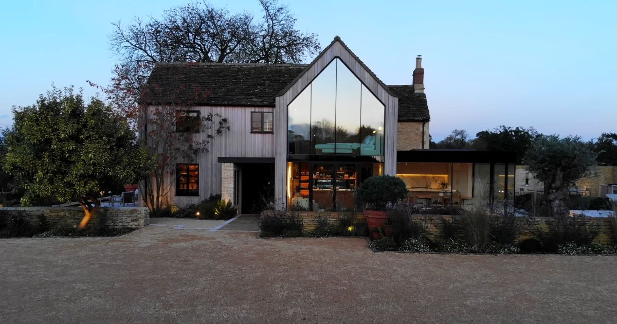 Country home with a huge glass wall