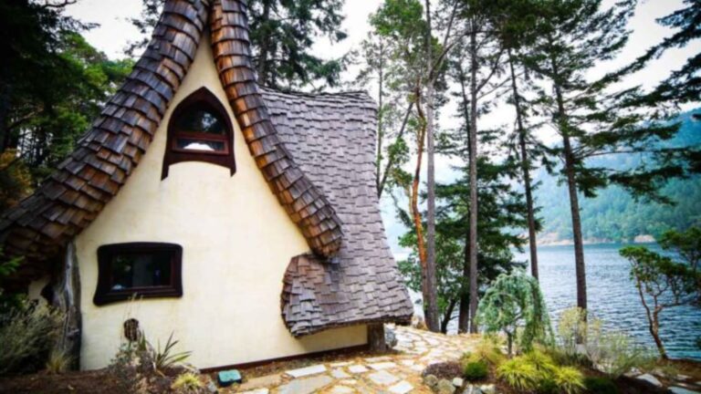 exterior of a tiny fairytale cabin