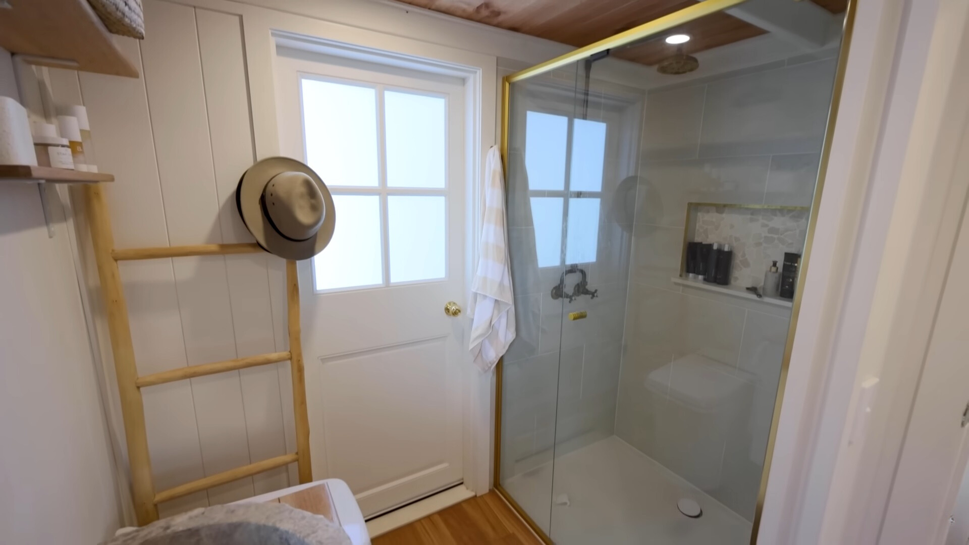 bathroom with a big, glass shower