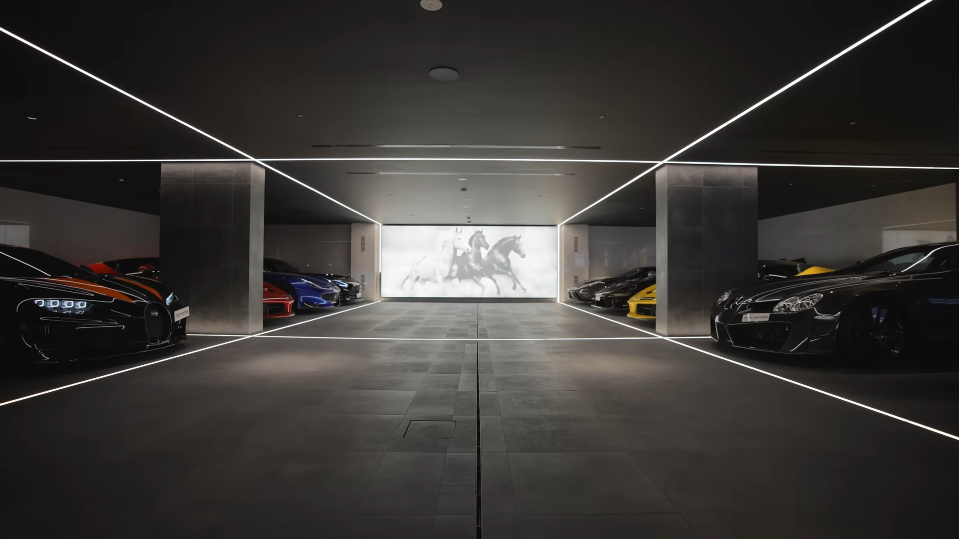 underground garage with fancy and expensive cars