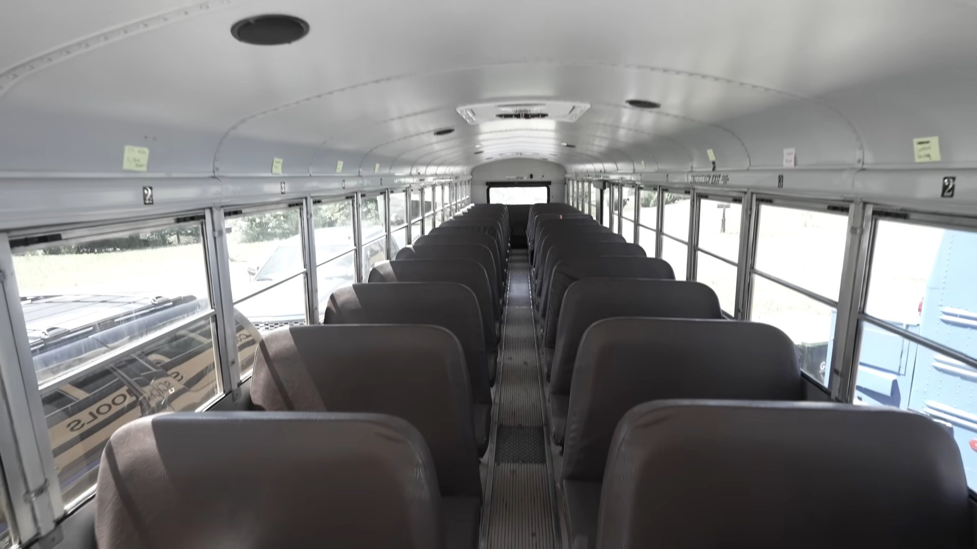 seats on a bus before its redecoration