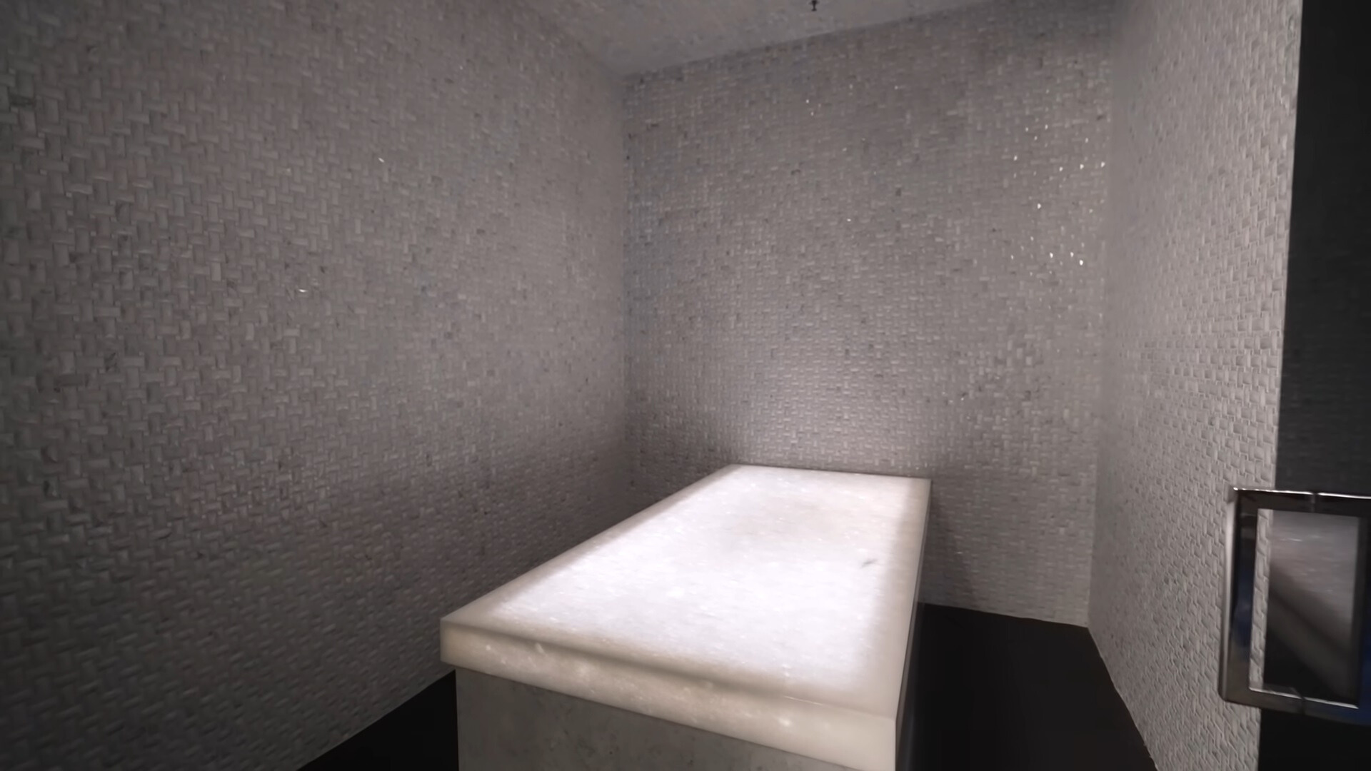 steam room with gray walls