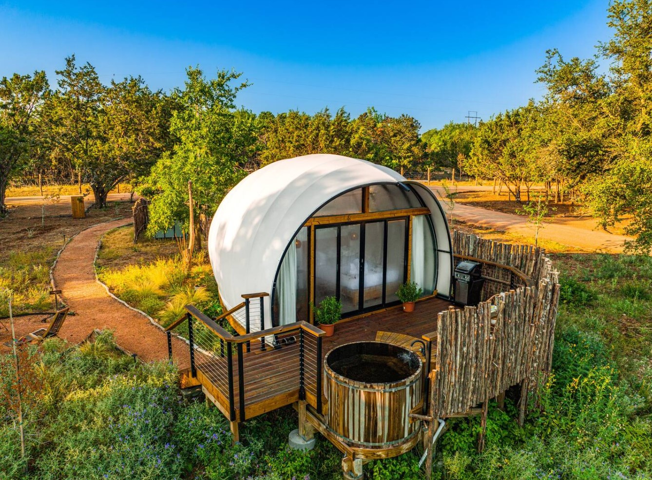 Dome home with a hot tub