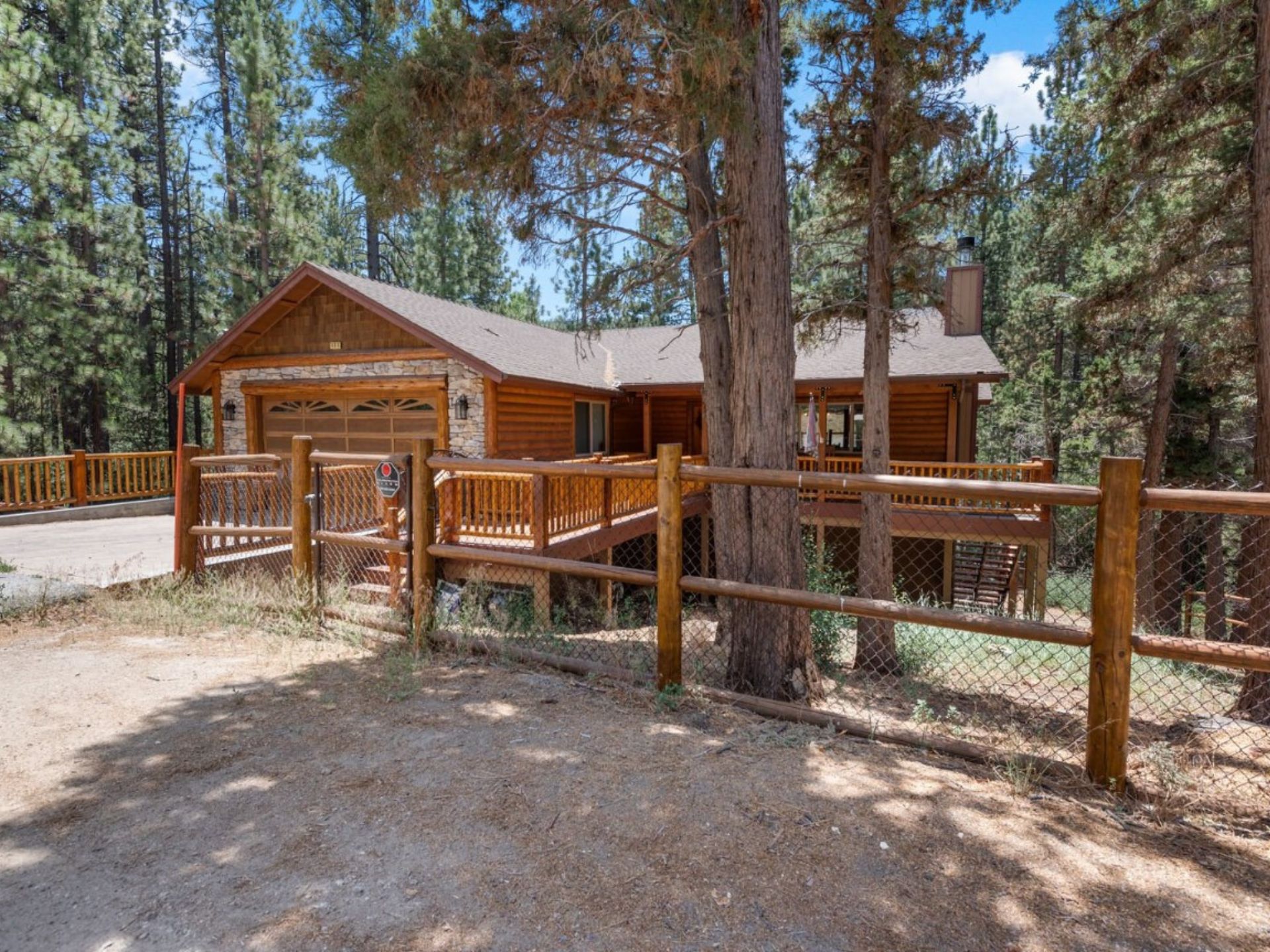 exterior of a log cabin in nature