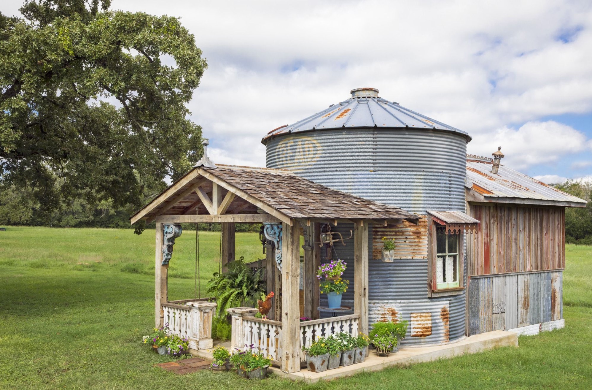 A tiny home made out of a grain silo