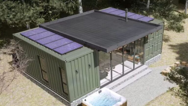 exterior of a container house in nature