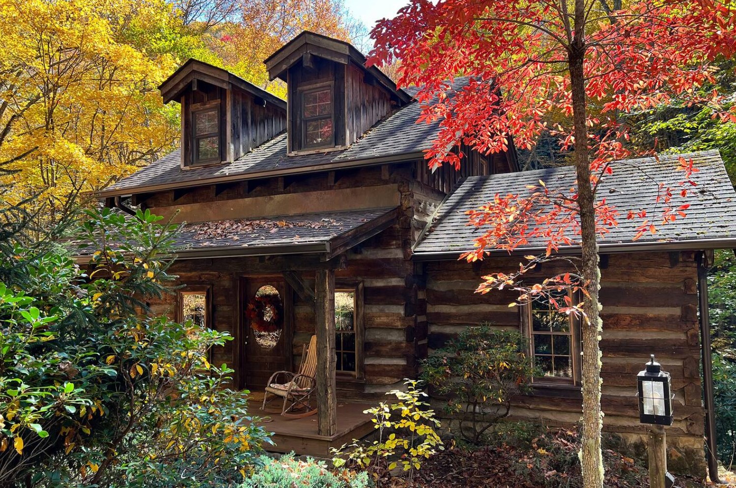 Huge log cabin in the forest