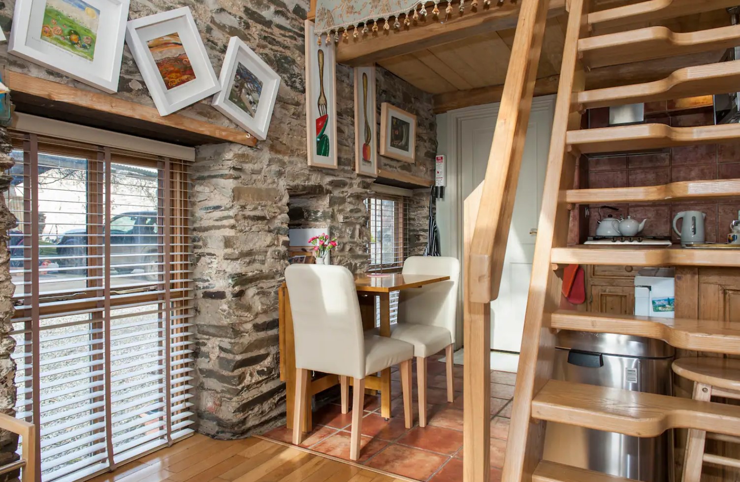 Tiny dining area next to the kitchen