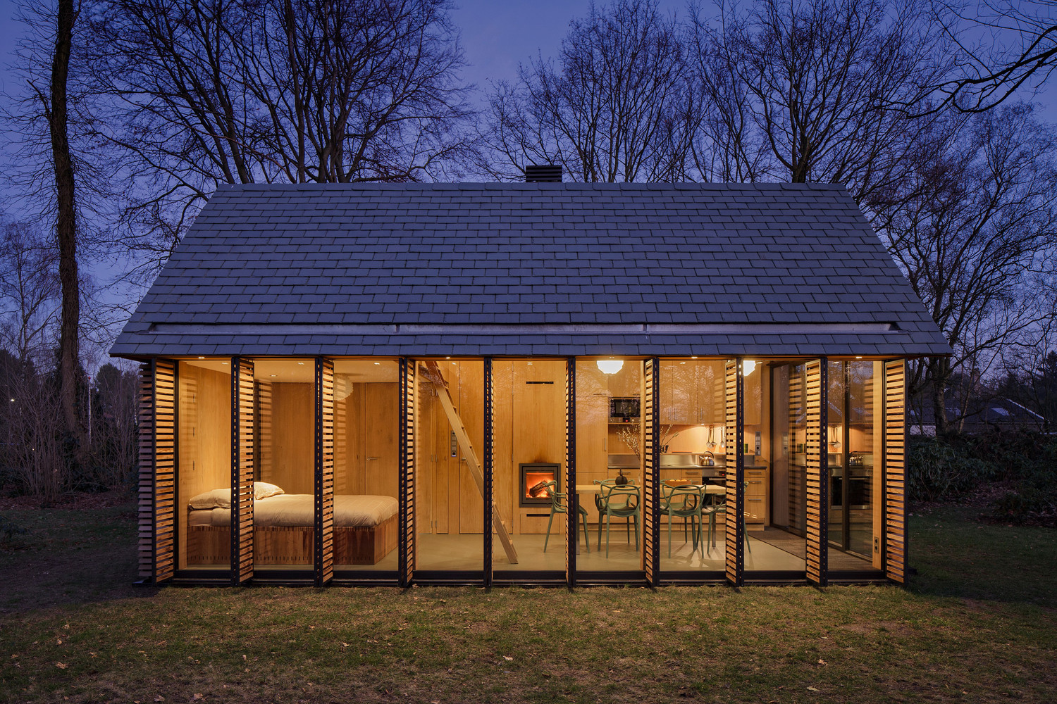 cabin with a floor to ceiling window as a wall