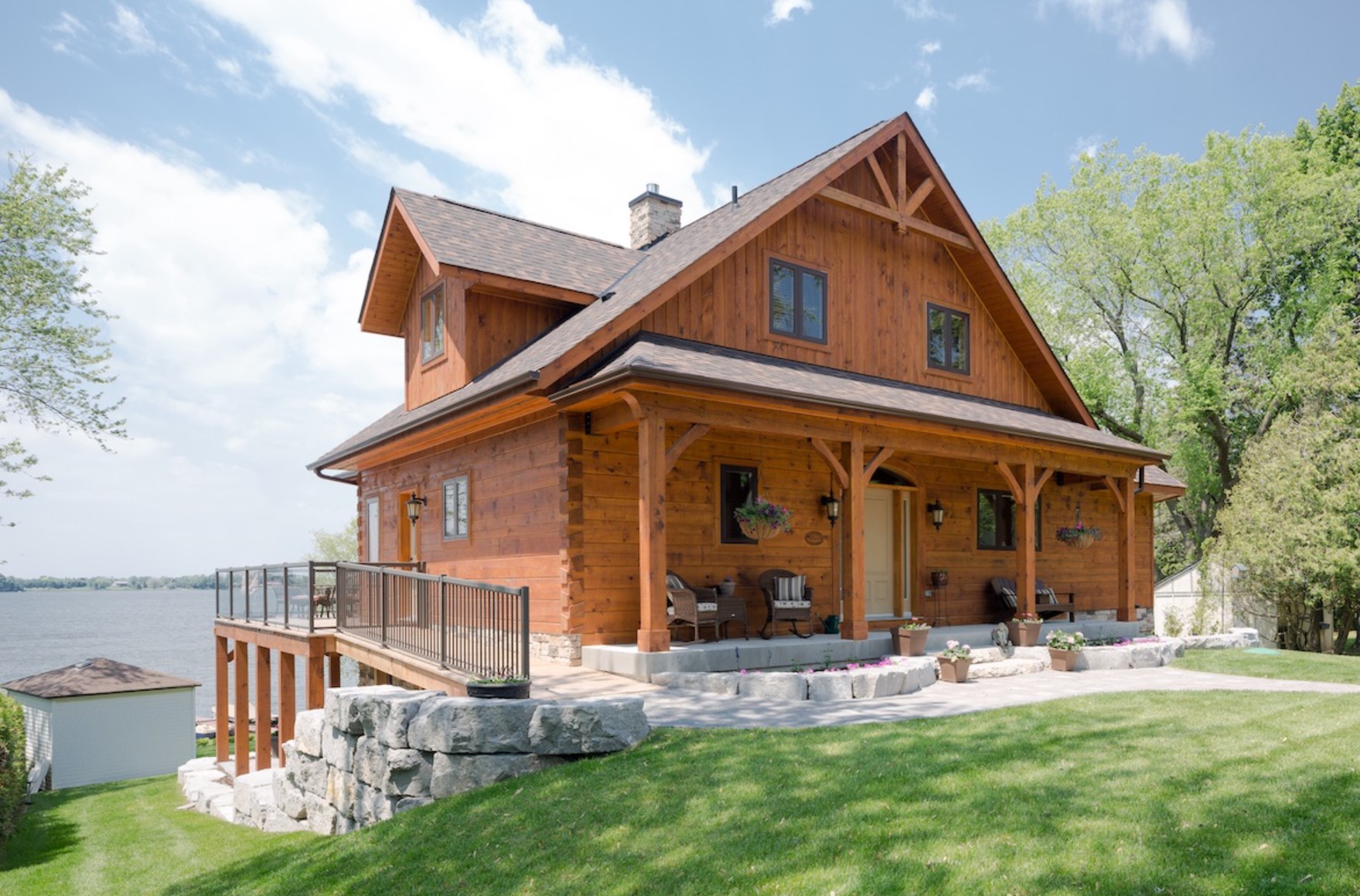 Wooden lakeside cabin