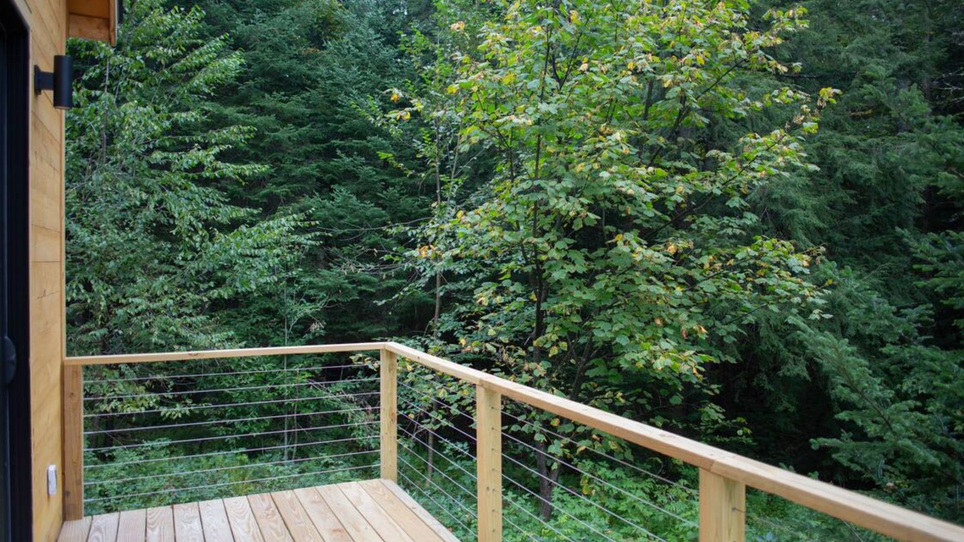 deck overlooking a forest