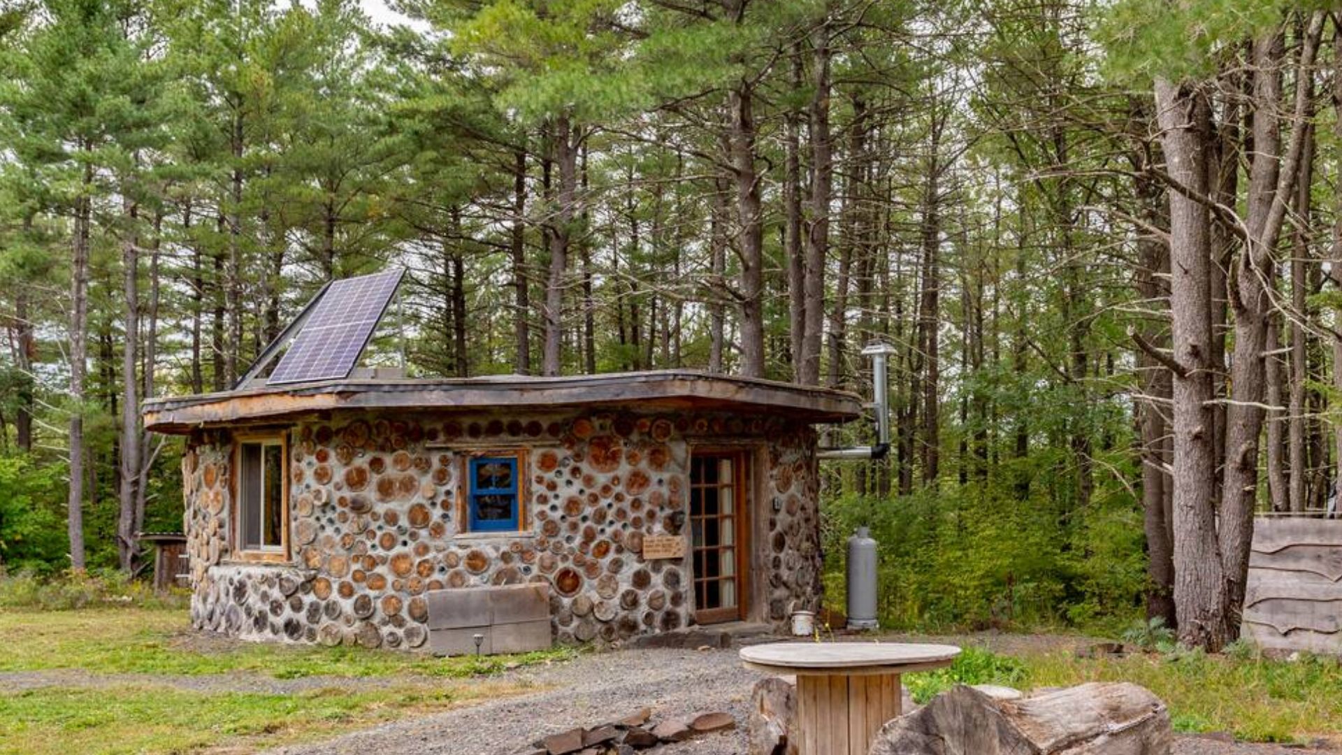 exterior of a cabin in the woods