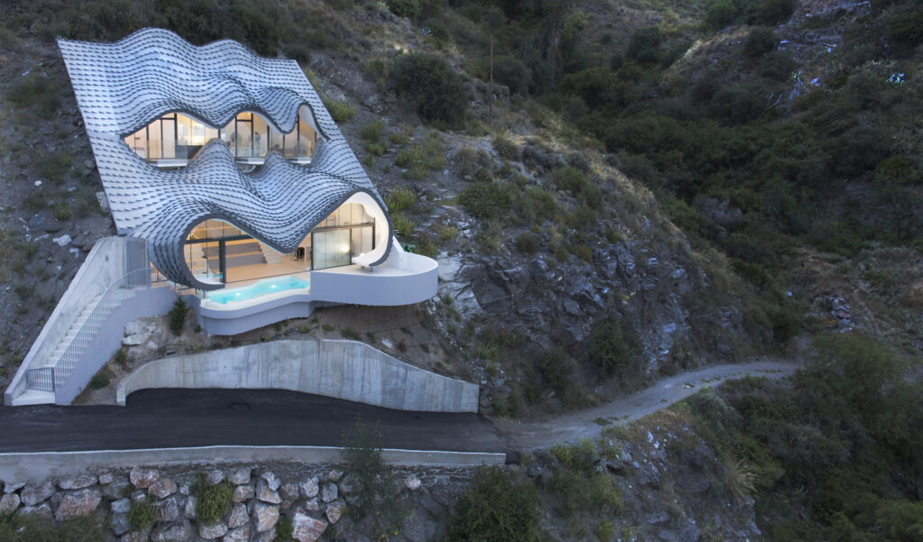 Futuristic house in a hill