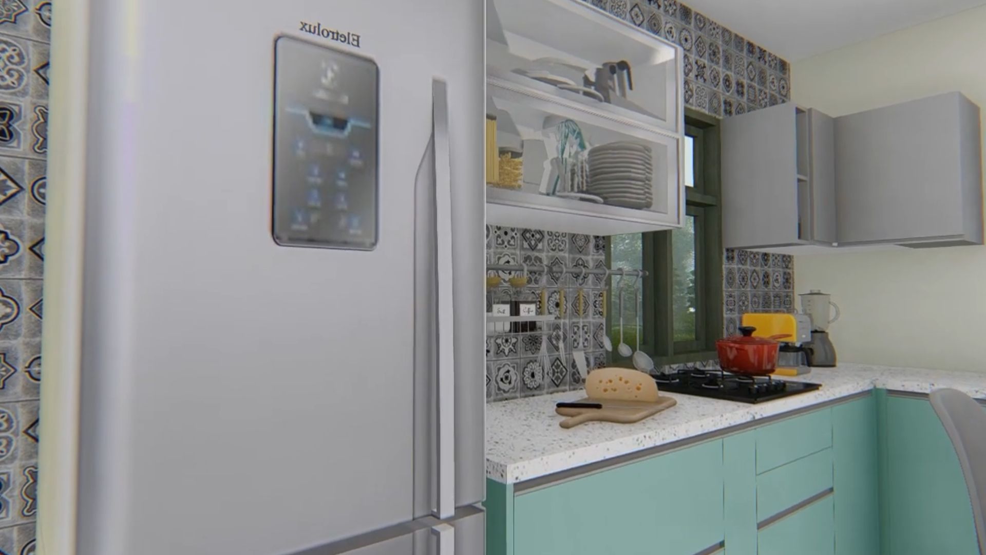 mint green kitchen and appliances