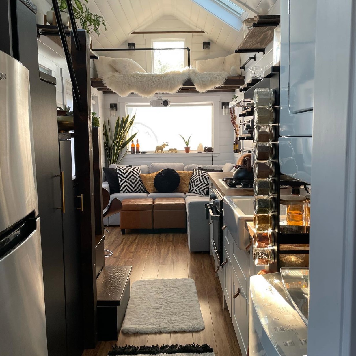 Layout of a tiny home with a loft