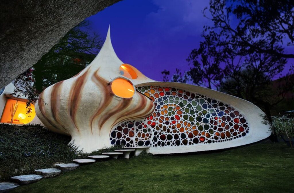 Nautilus house with stained glass mosaic