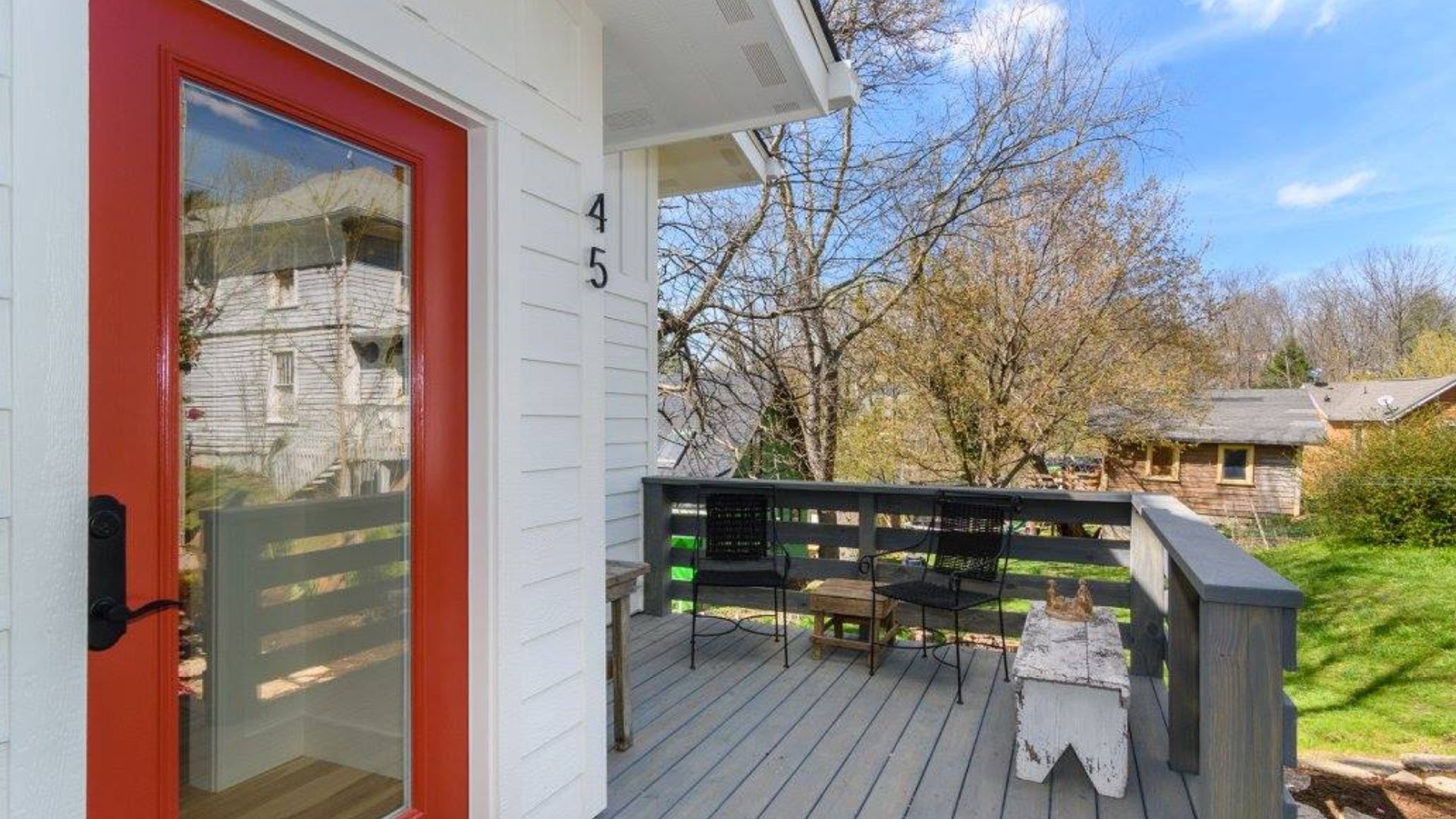 lovely deck with red door