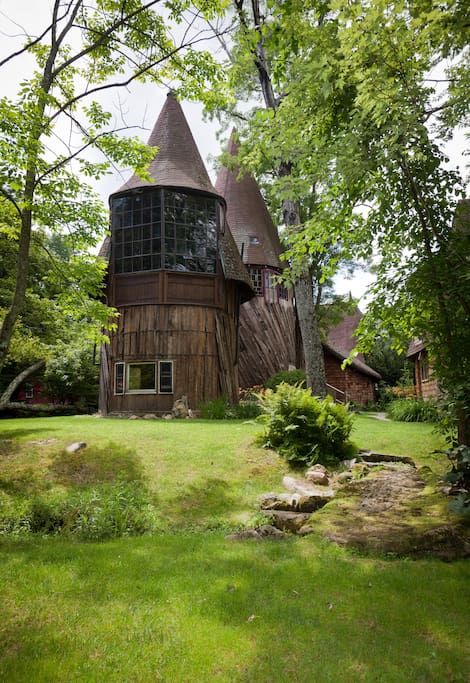 exterior of a round magical cabin