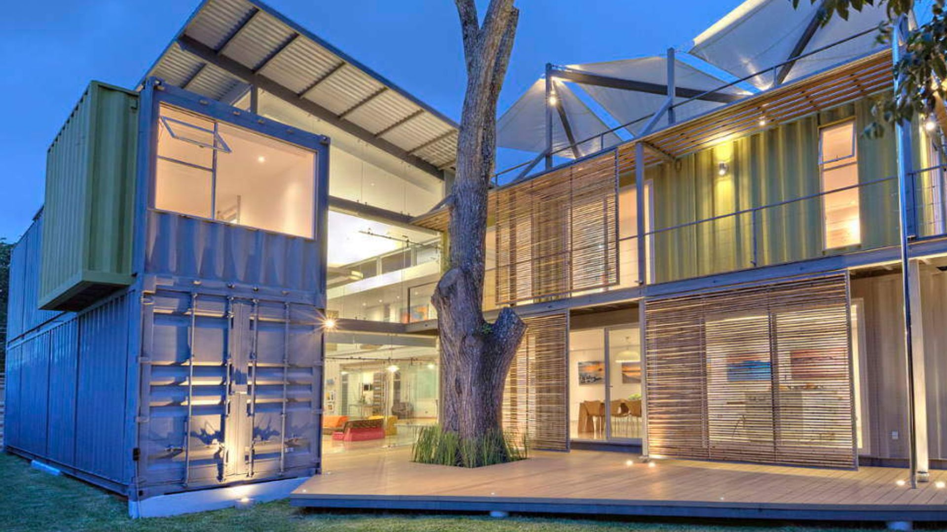 exterior of a modern container house