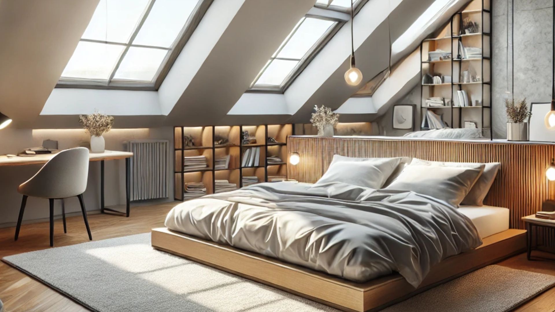 attic bedroom with lots of light