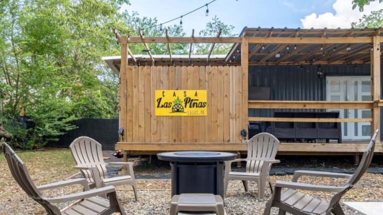 eterior of a small shipping container house